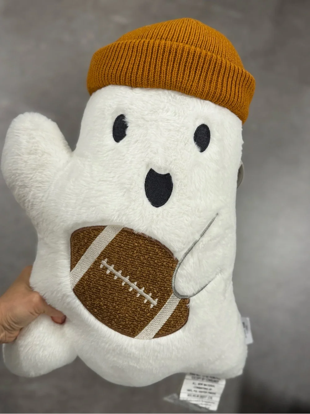 Ghost Football pillow- White with Brown Hat